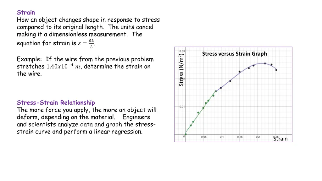 strain how an object changes shape in response