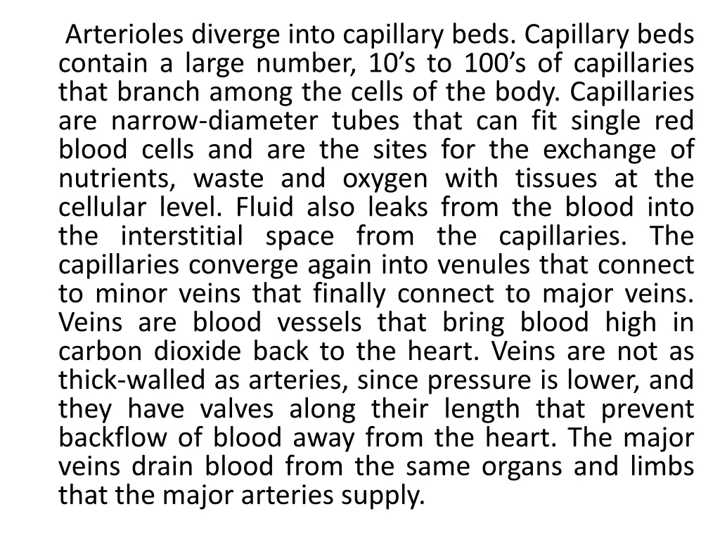 arterioles diverge into capillary beds capillary