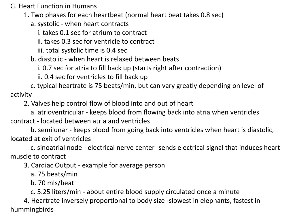 g heart function in humans 1 two phases for each