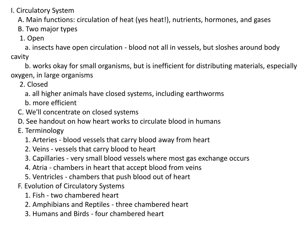 i circulatory system a main functions circulation