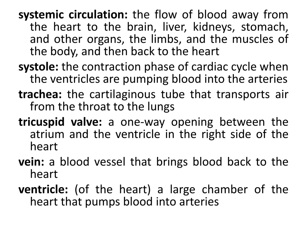 systemic circulation the flow of blood away from