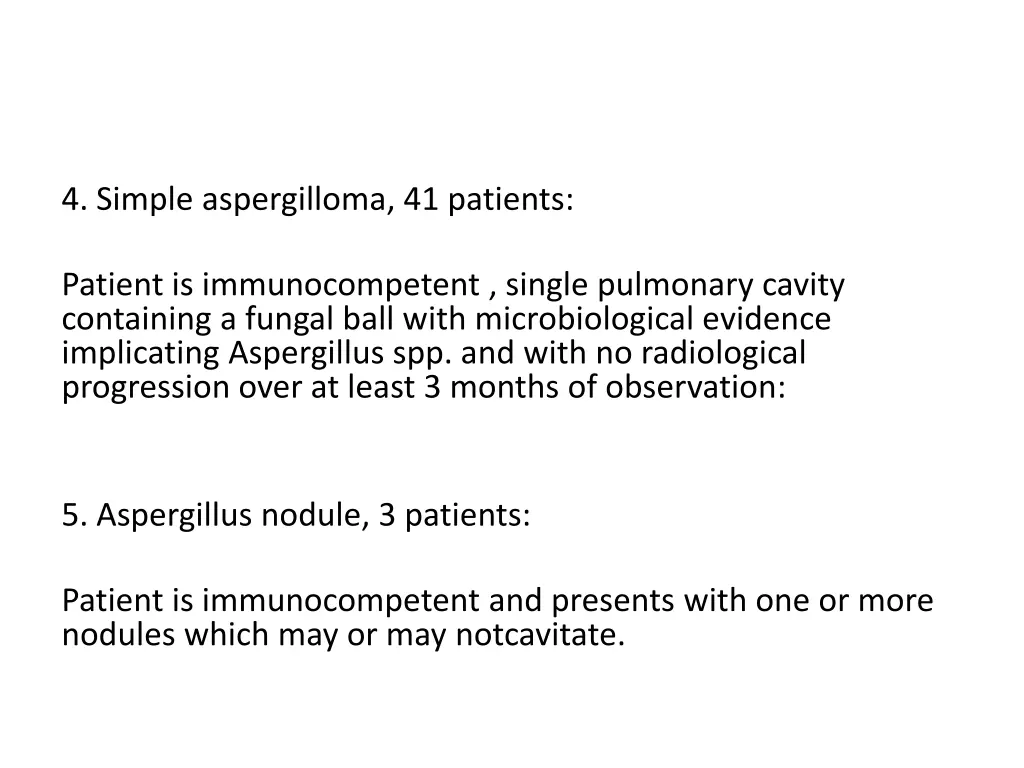 4 simple aspergilloma 41 patients
