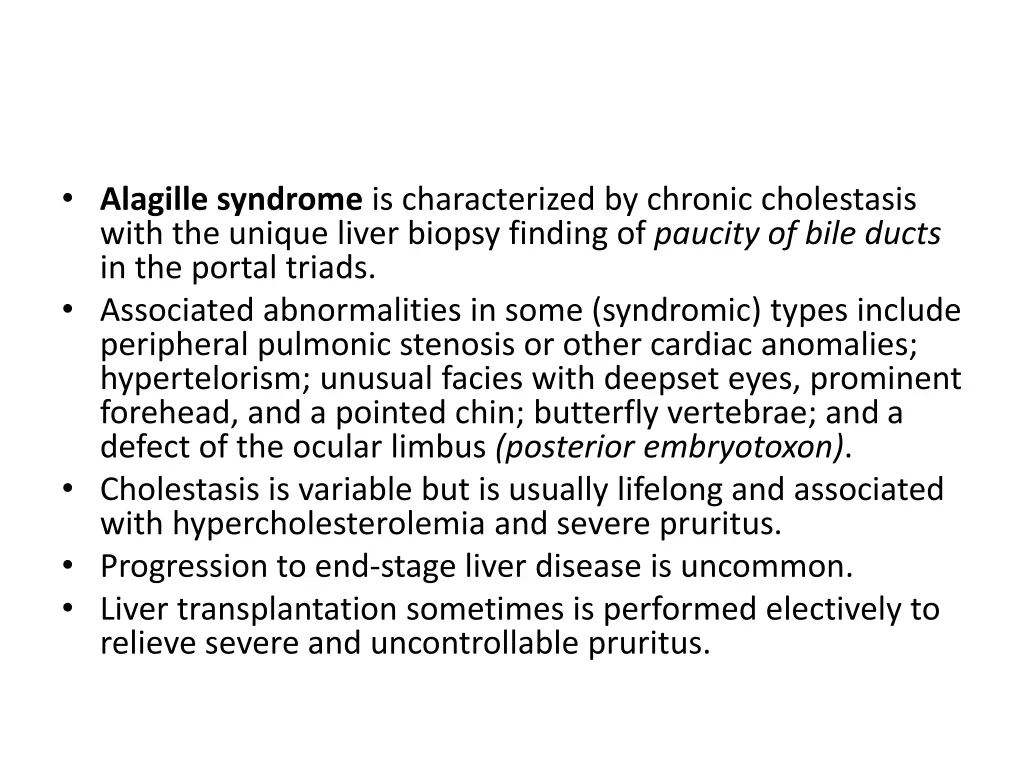 alagille syndrome is characterized by chronic