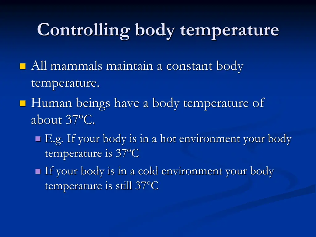 controlling body temperature