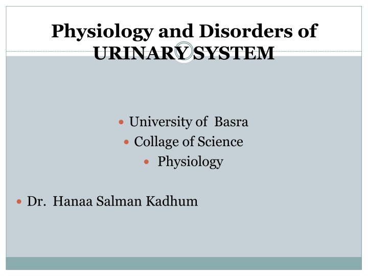 physiology and disorders of urinary system