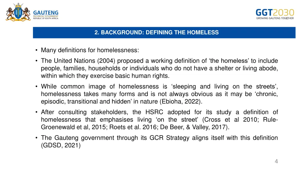 2 background defining the homeless