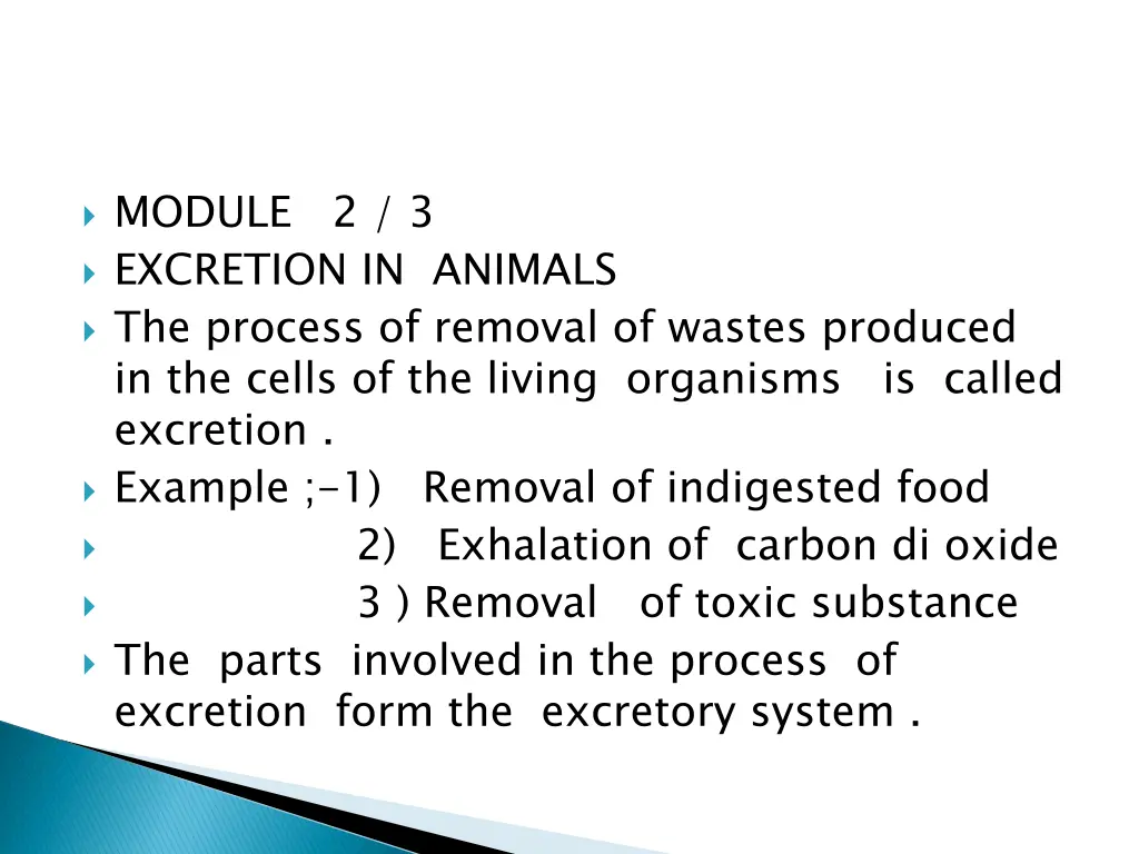 module 2 3 excretion in animals the process