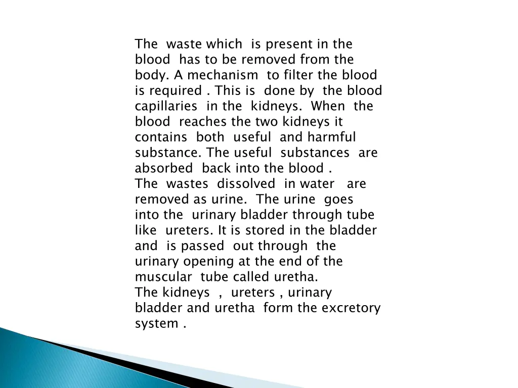 the waste which is present in the blood
