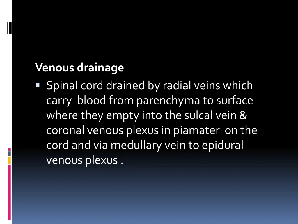 venous drainage spinal cord drained by radial