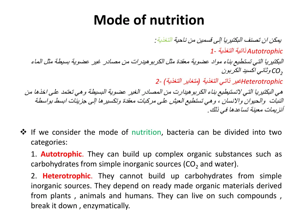 mode of nutrition