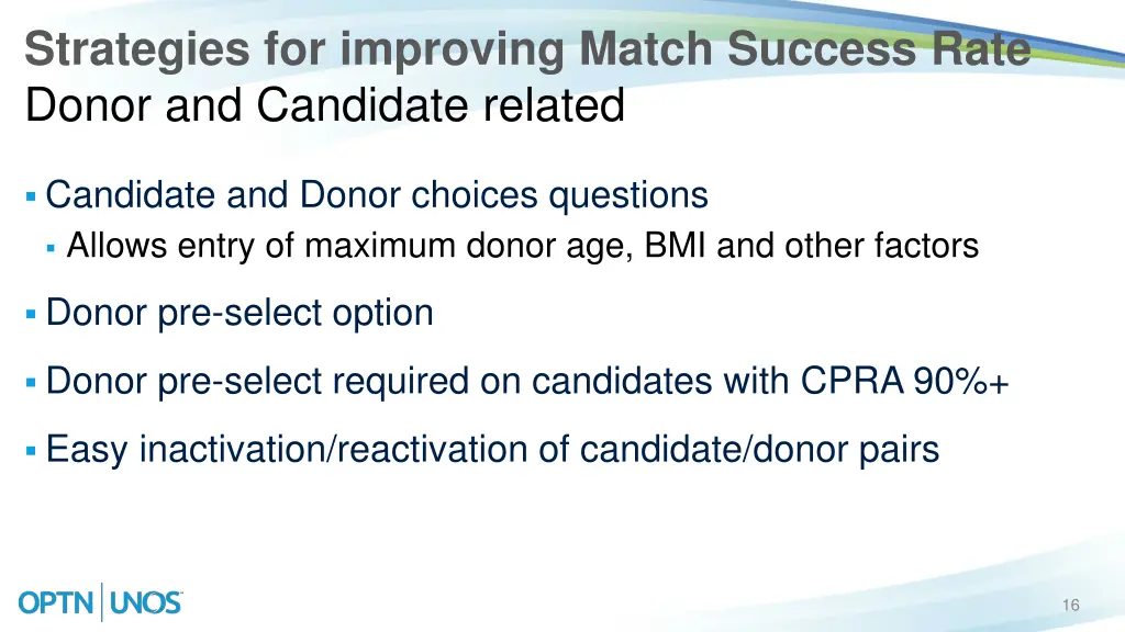 strategies for improving match success rate donor 1
