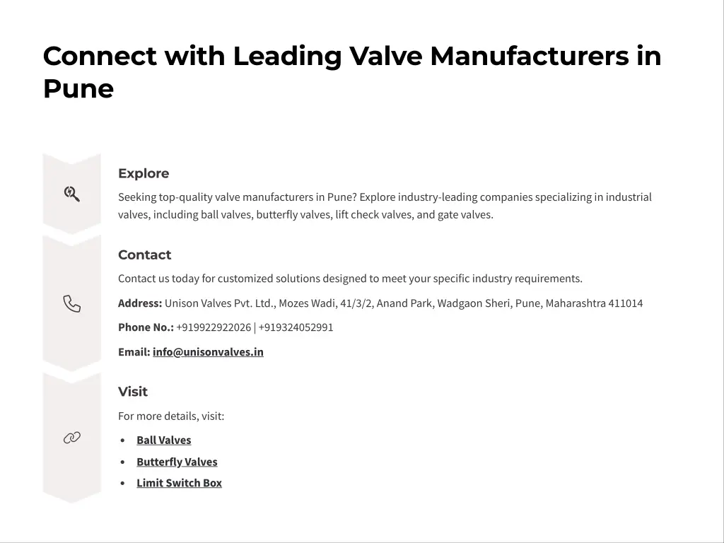 connect with leading valve manufacturers in pune