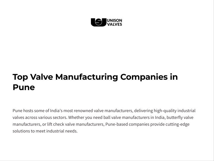 top valve manufacturing companies in pune