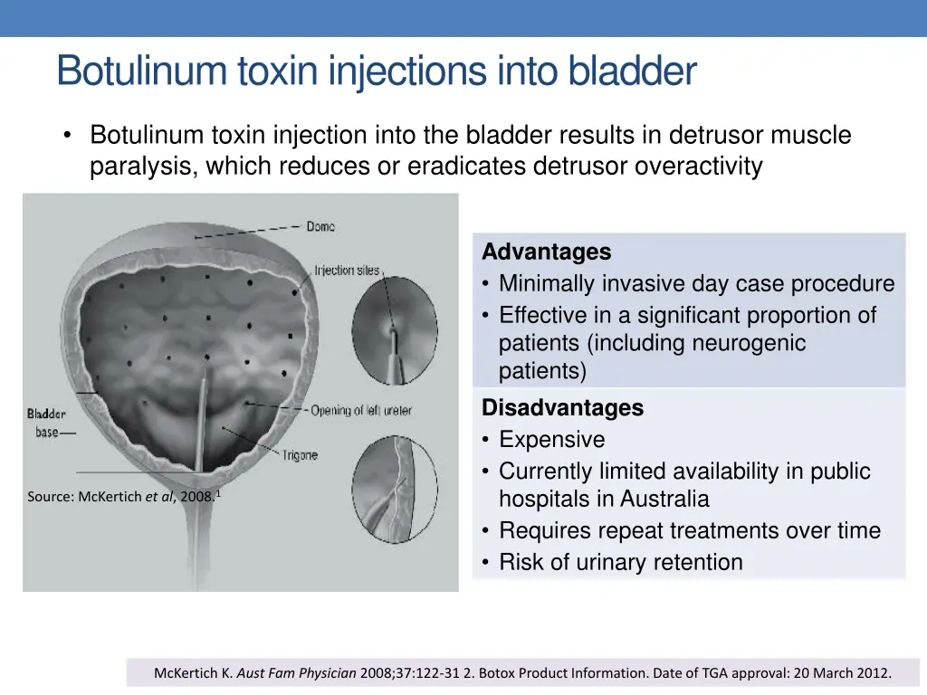 botulinum toxin injections into bladder