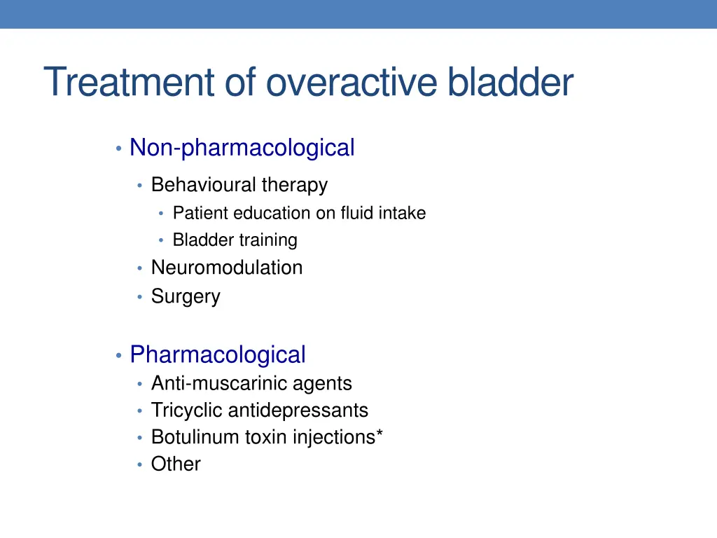 treatment of overactive bladder