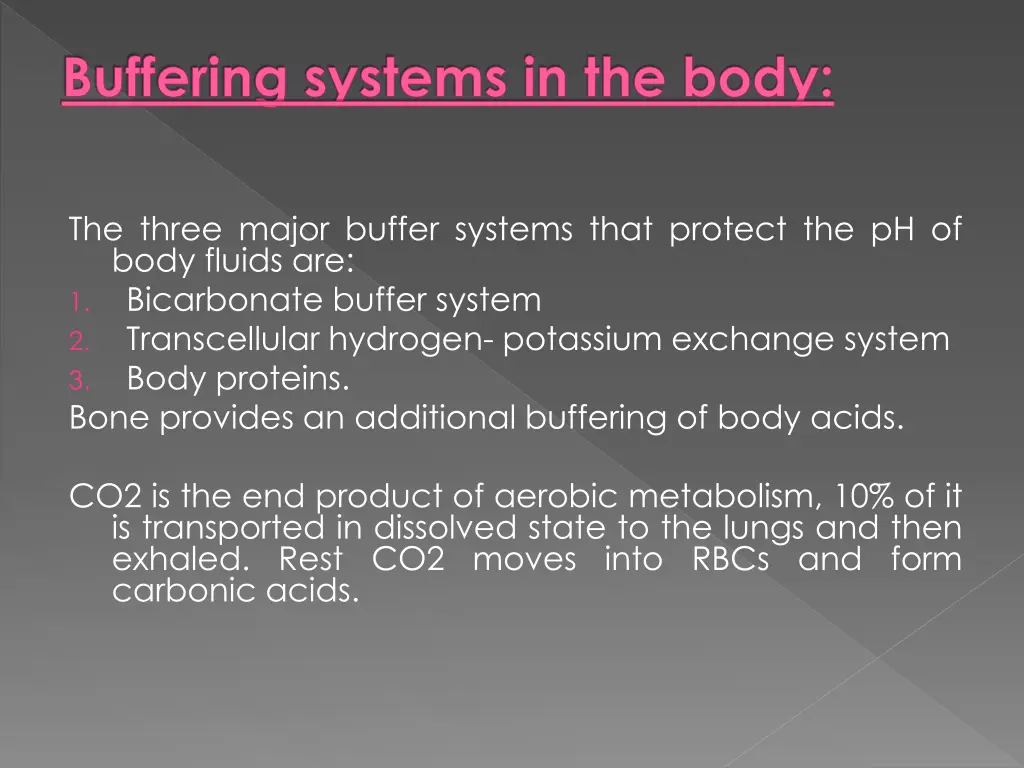 buffering systems in the body