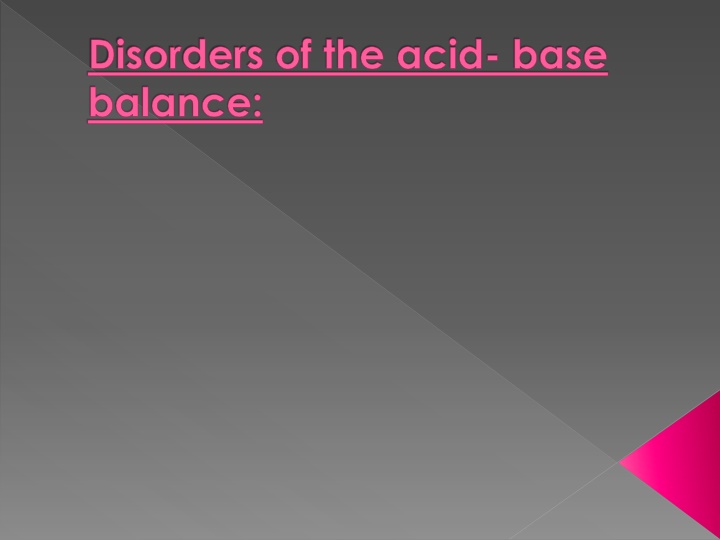 disorders of the acid base balance