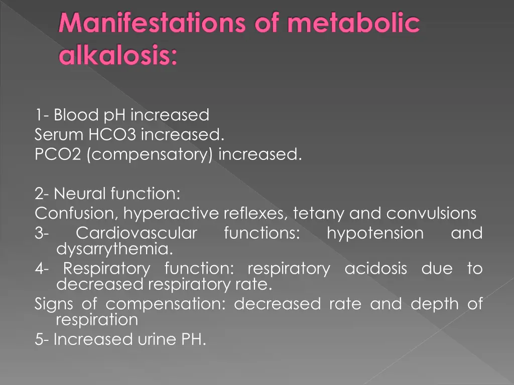 manifestations of metabolic alkalosis