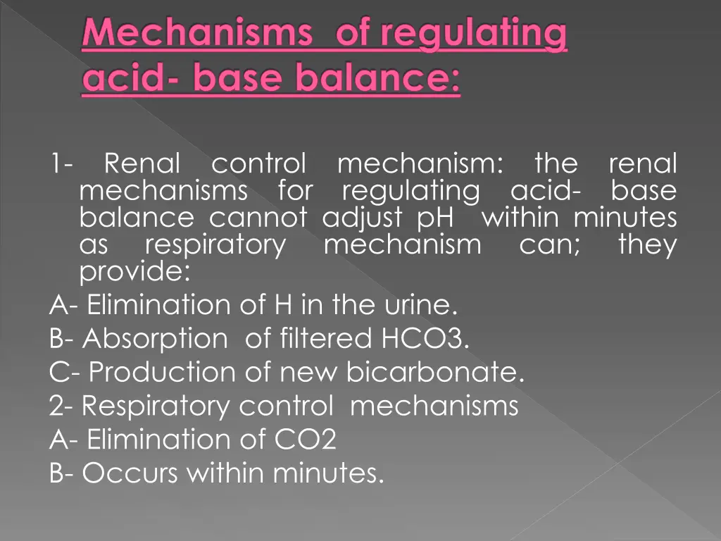 mechanisms of regulating acid base balance
