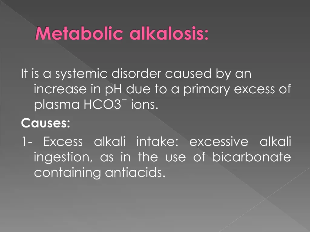 metabolic alkalosis