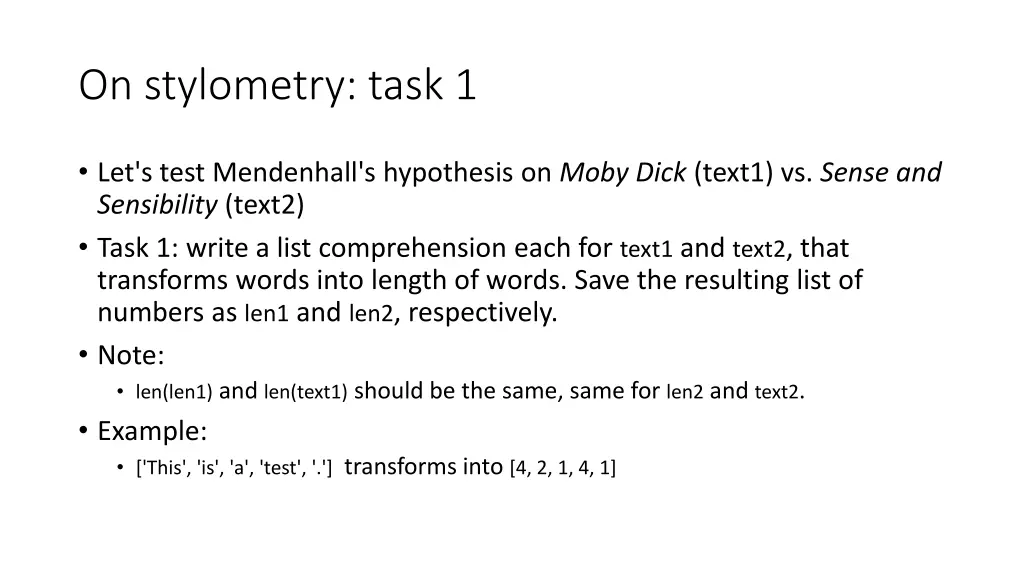 on stylometry task 1