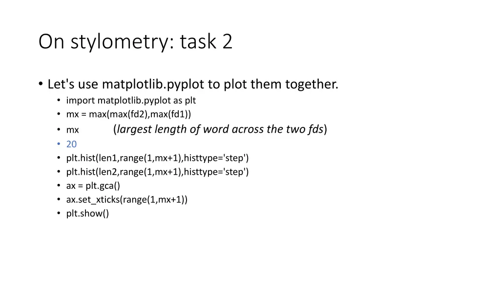 on stylometry task 2 3