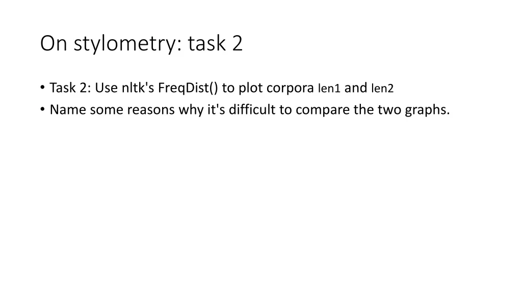 on stylometry task 2