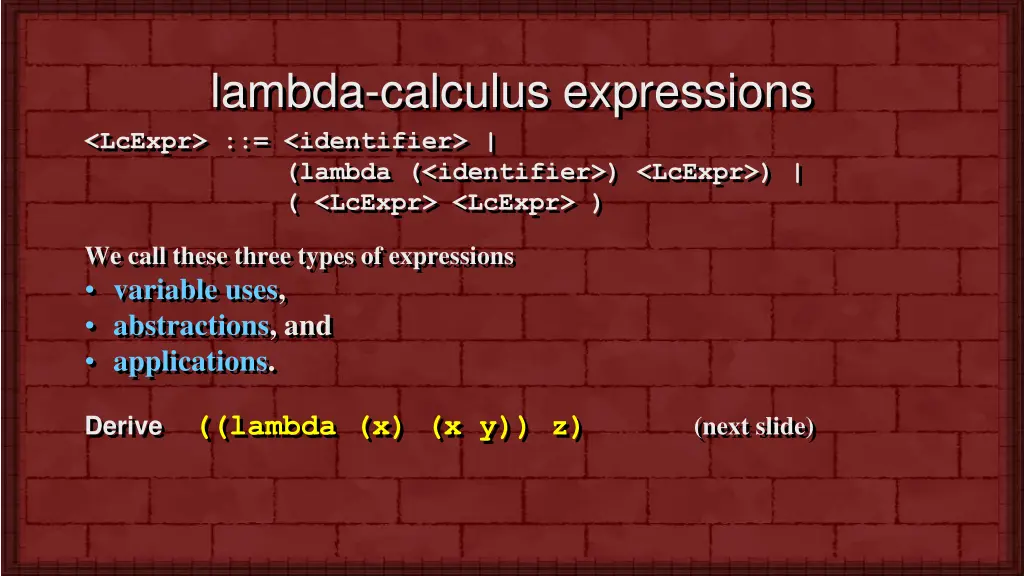lambda calculus expressions lcexpr identifier