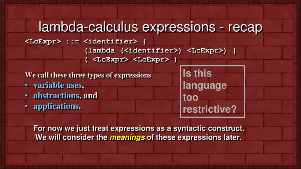 lambda calculus expressions recap lcexpr