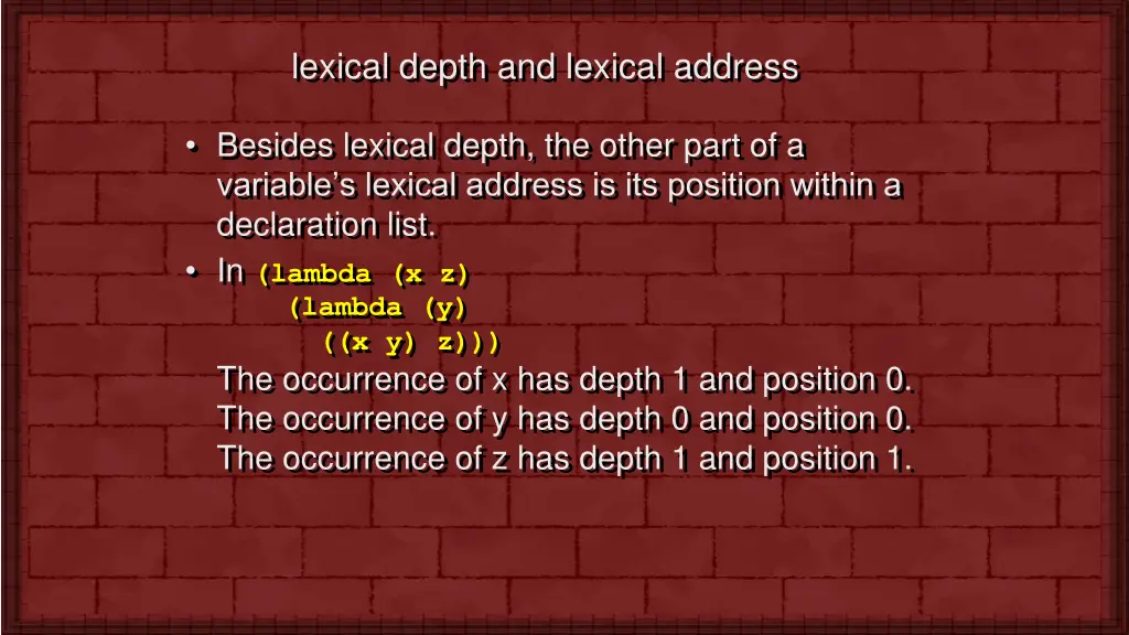 lexical depth and lexical address 1