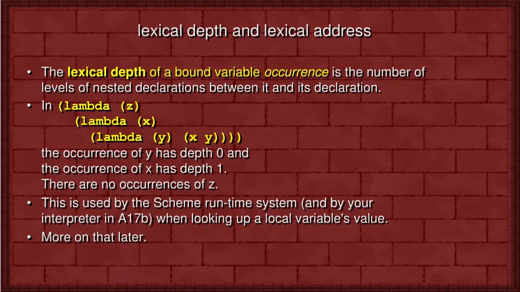 lexical depth and lexical address