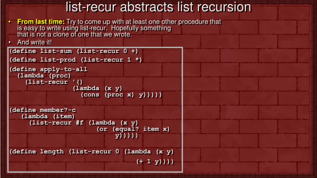 list recur abstracts list recursion