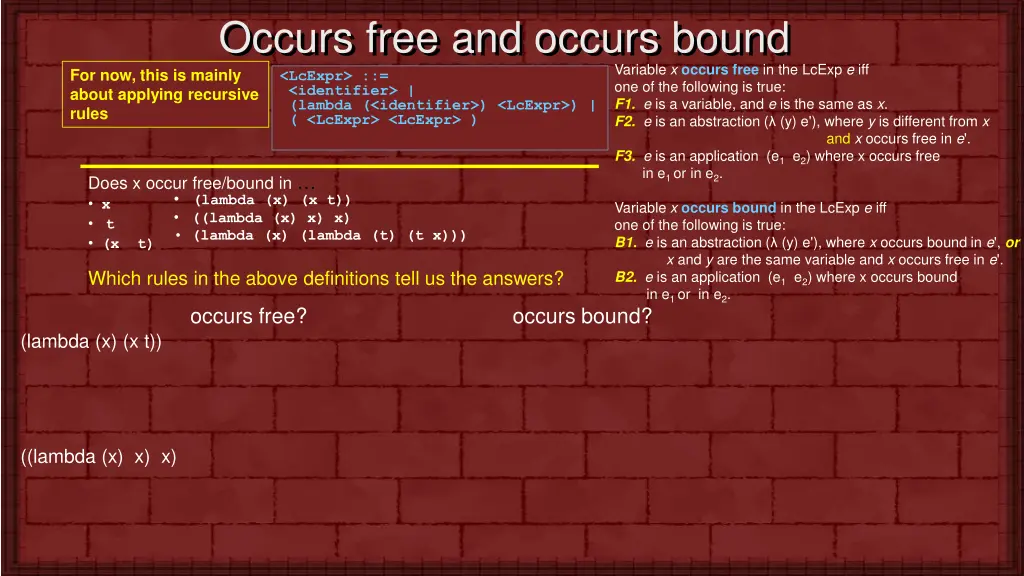 occurs free and occurs bound 1