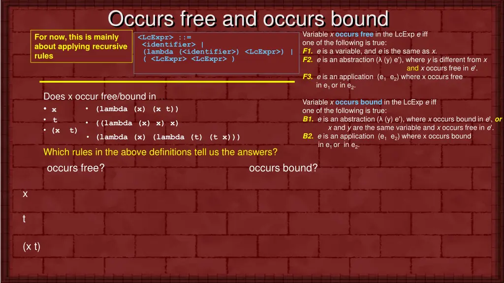 occurs free and occurs bound