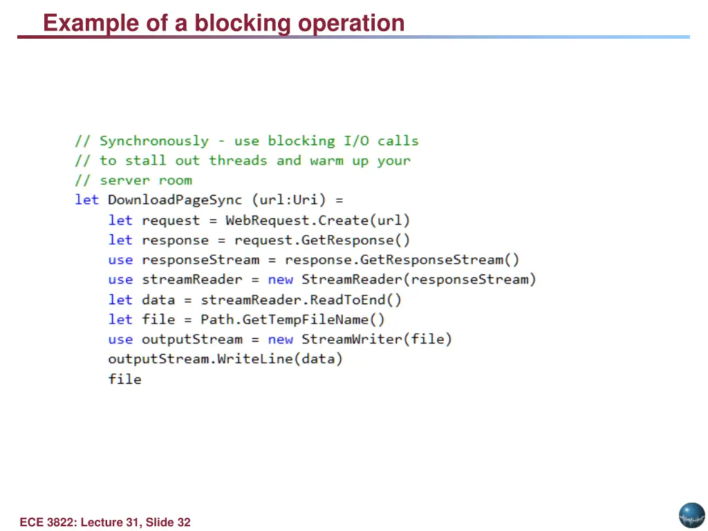 example of a blocking operation