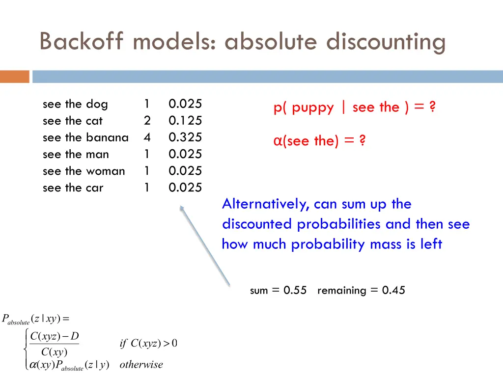 backoff models absolute discounting 10