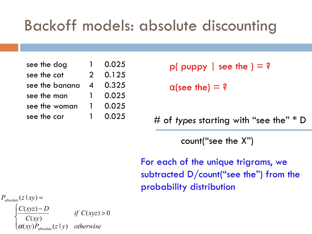 backoff models absolute discounting 7
