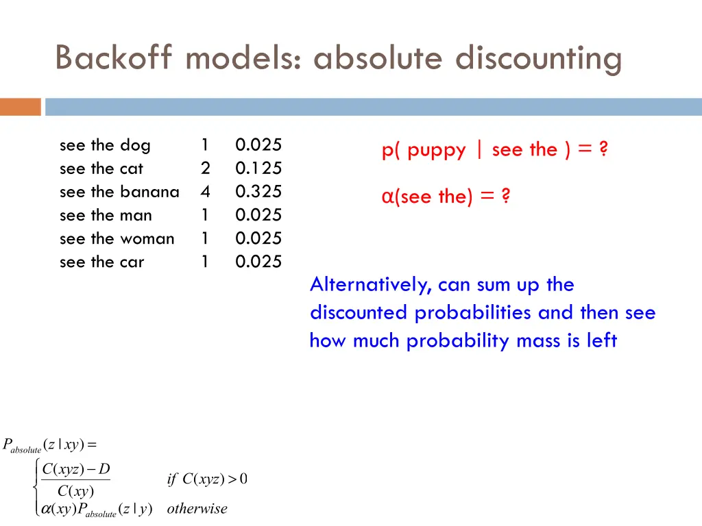 backoff models absolute discounting 9