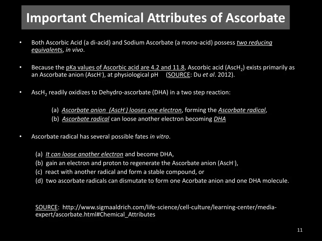 important chemical attributes of ascorbate