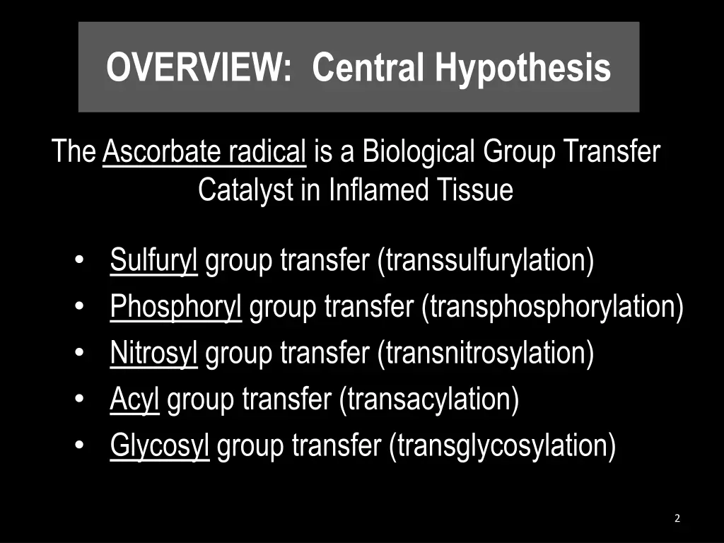 overview central hypothesis