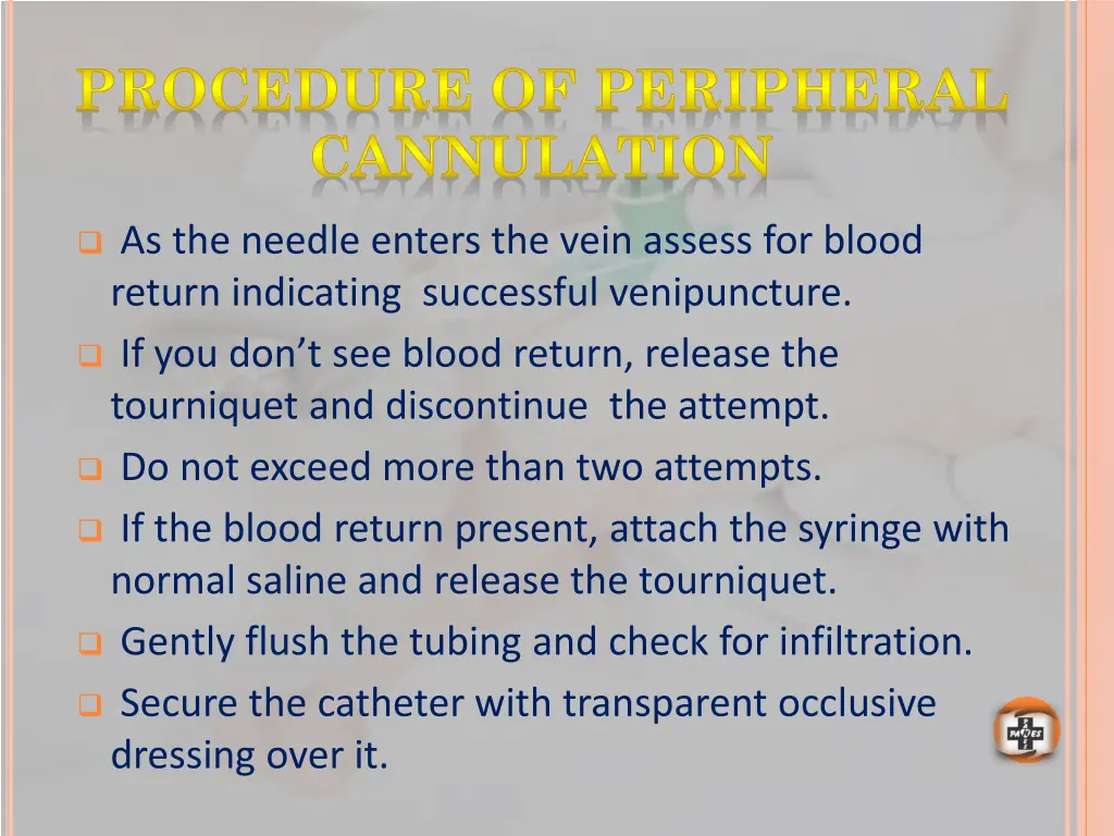 procedure of peripheral cannulation 2