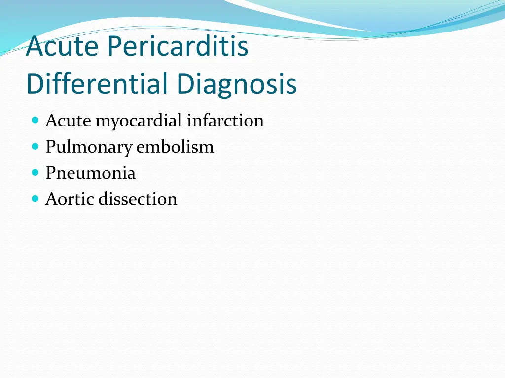 acute pericarditis differential diagnosis