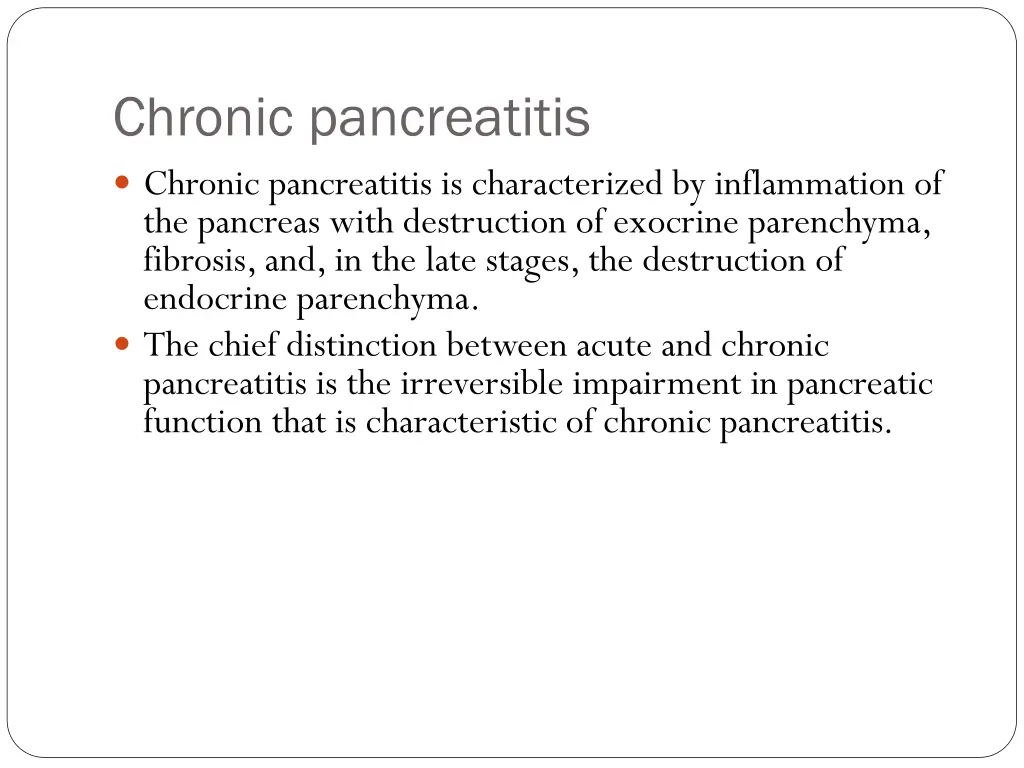 chronic pancreatitis chronic pancreatitis