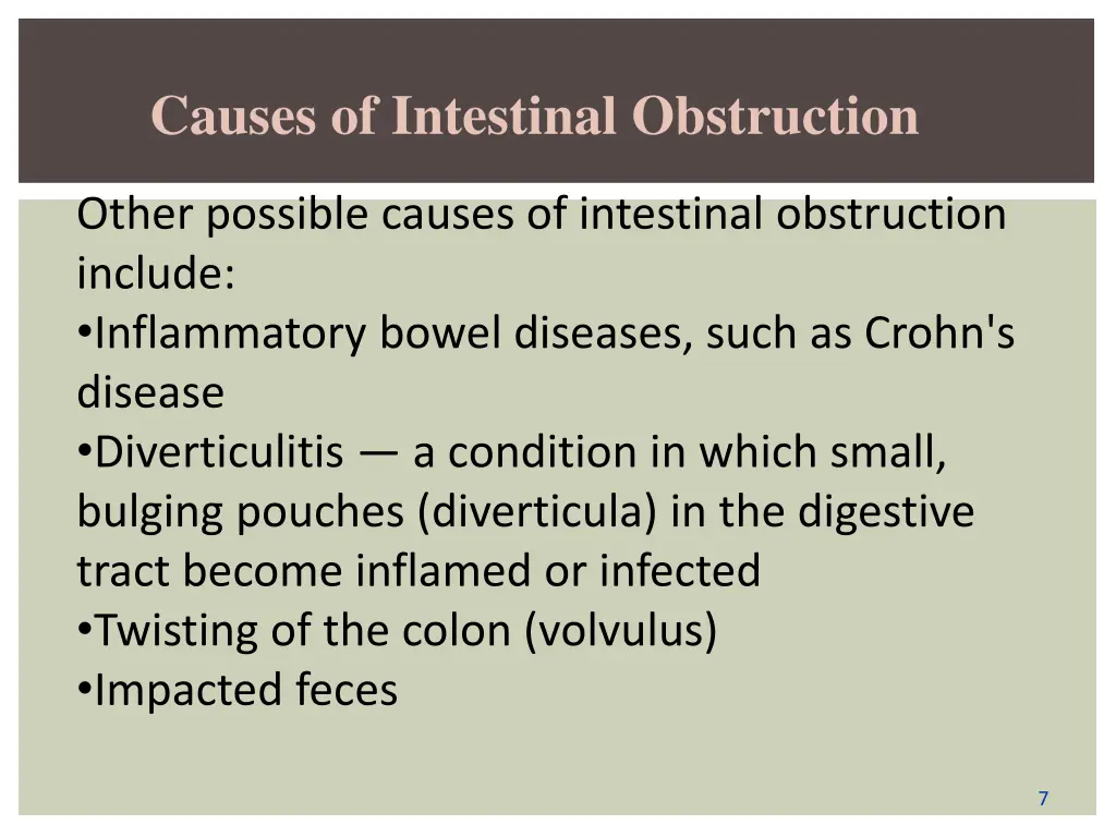 causes of intestinal obstruction 1