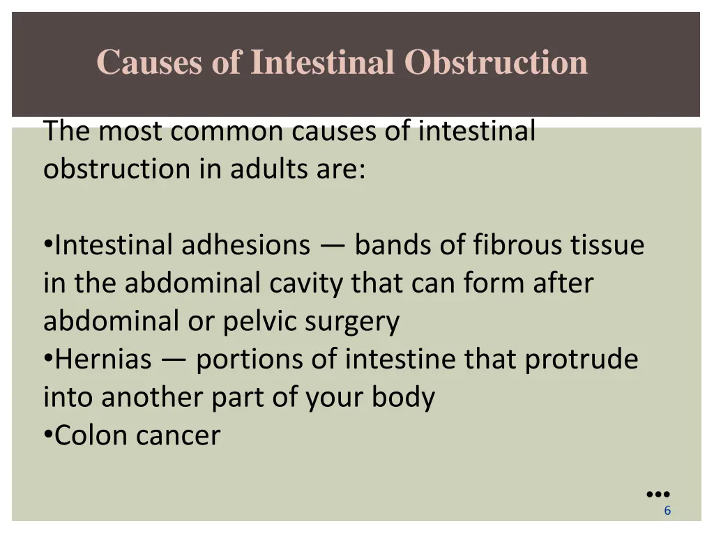 causes of intestinal obstruction