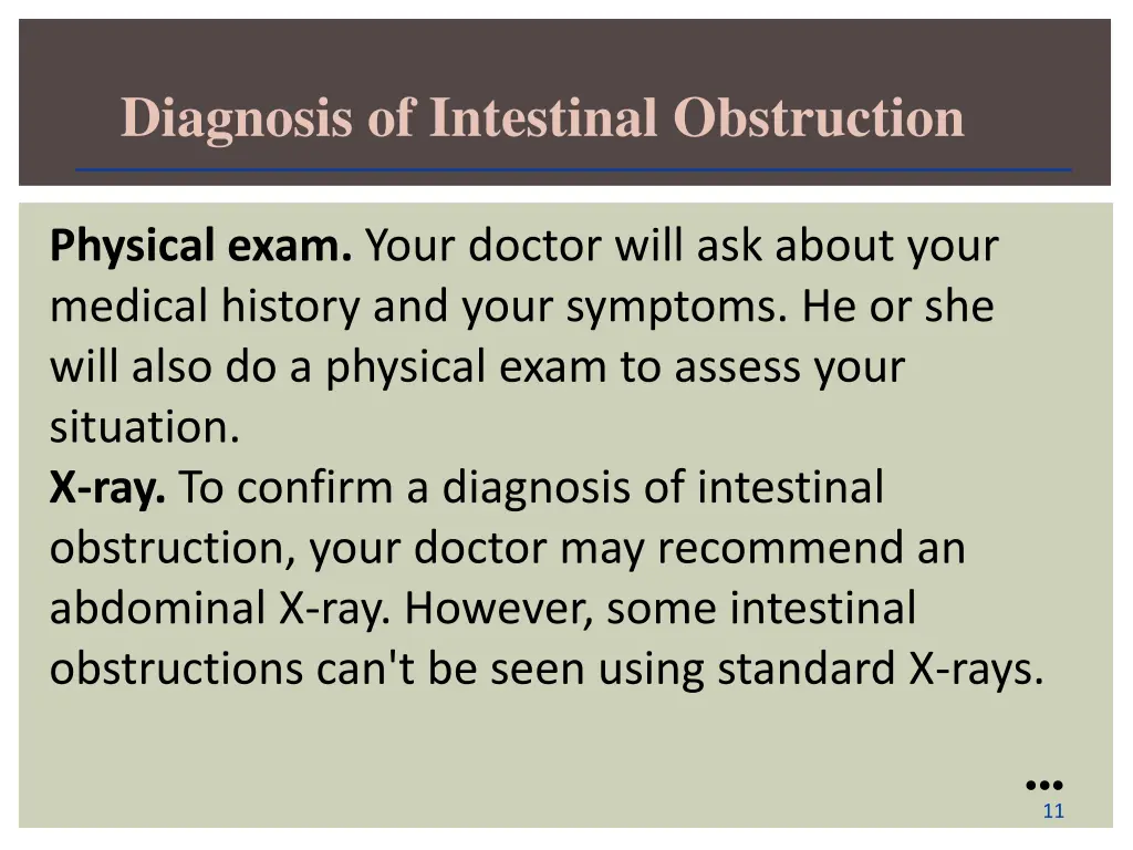 diagnosis of intestinal obstruction