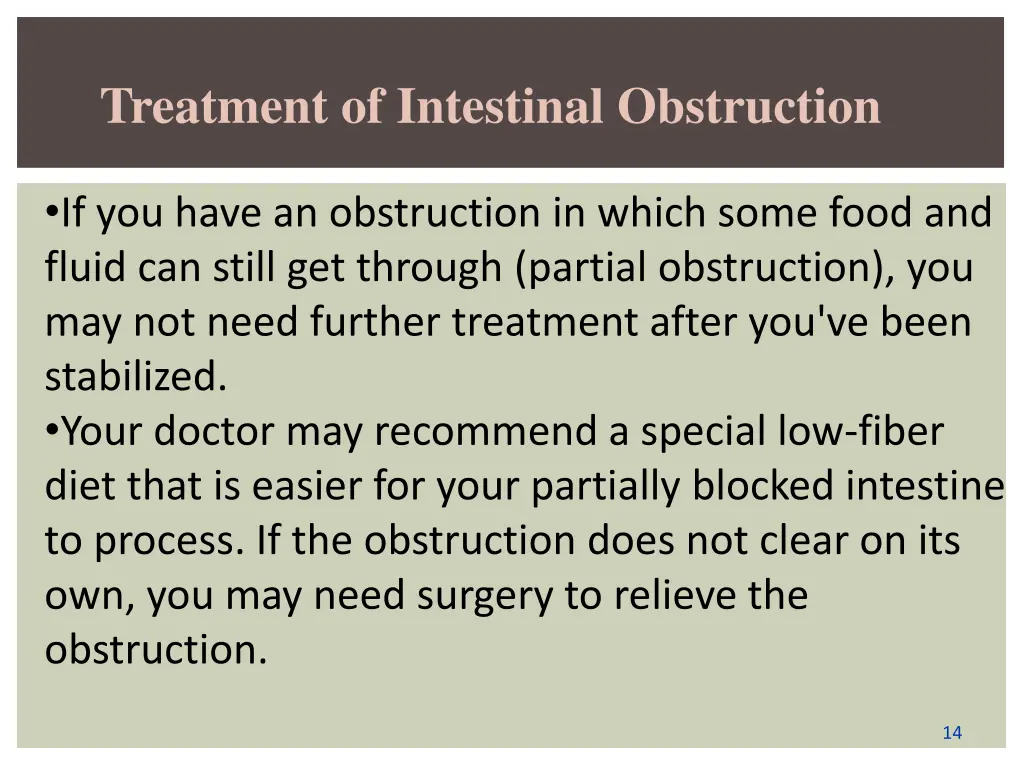 treatment of intestinal obstruction 1