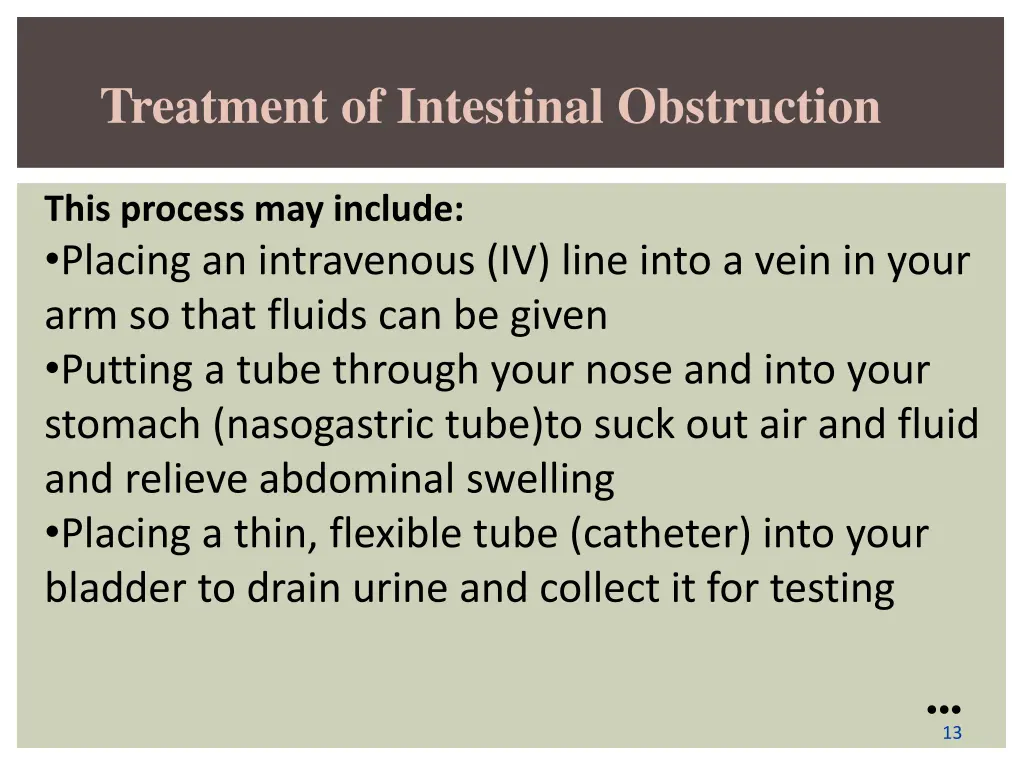 treatment of intestinal obstruction