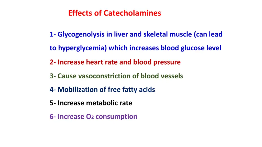 effects of catecholamines