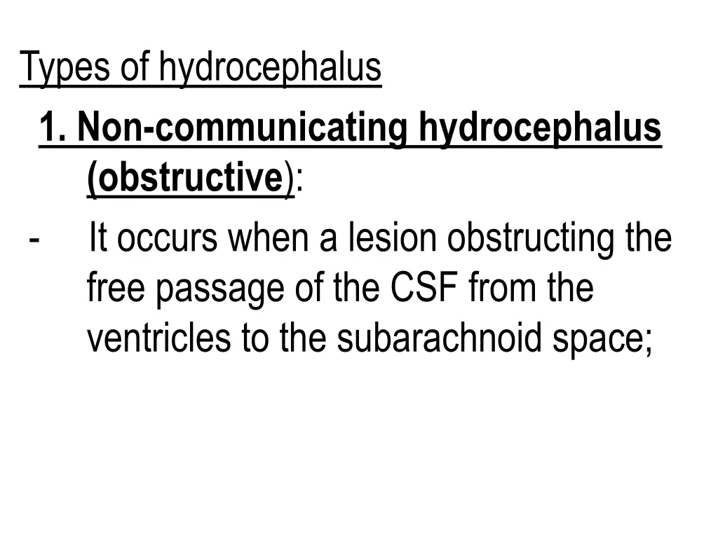 types of hydrocephalus 1 non communicating